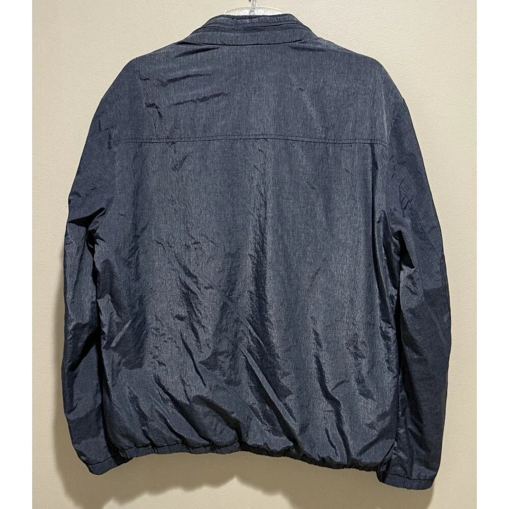 Banana Republic Mens M Packable Windbreaker Jacket Hidden Hood Full Zip Gray